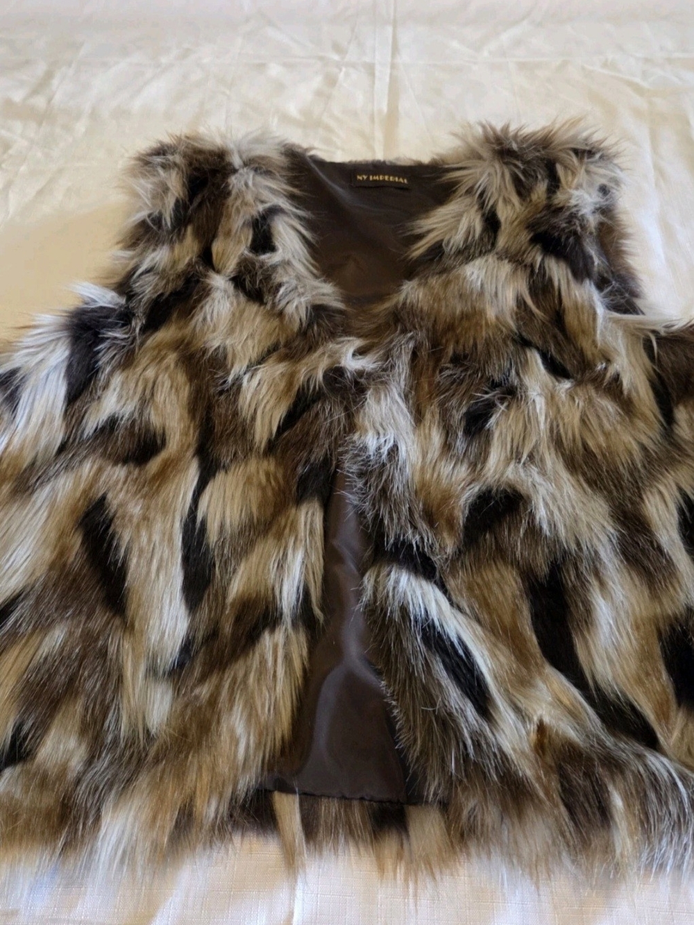 brown and tan faux fur vest from NY Imperial, chic, animal print